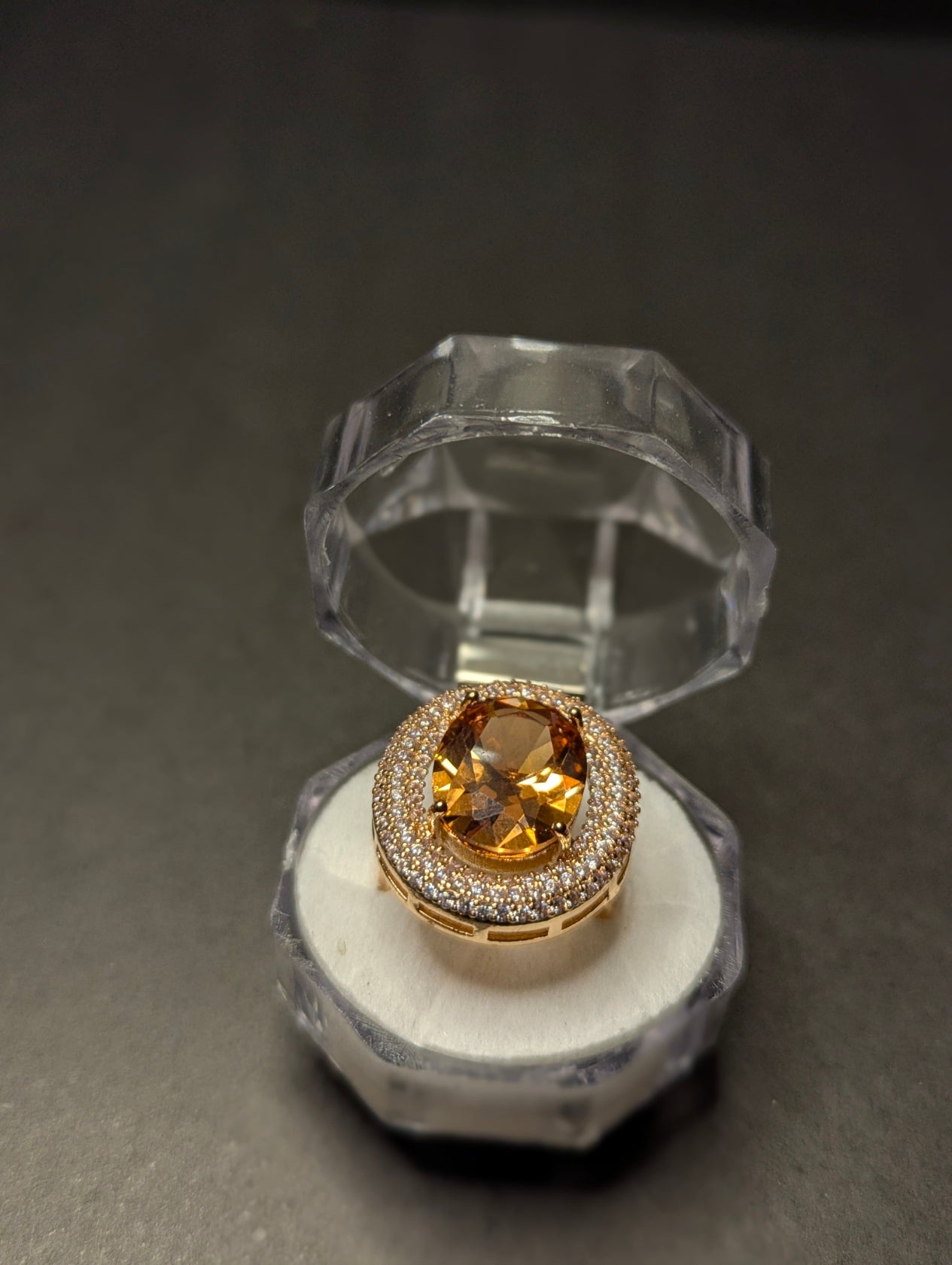 Gold-Tone Oval Halo Rings