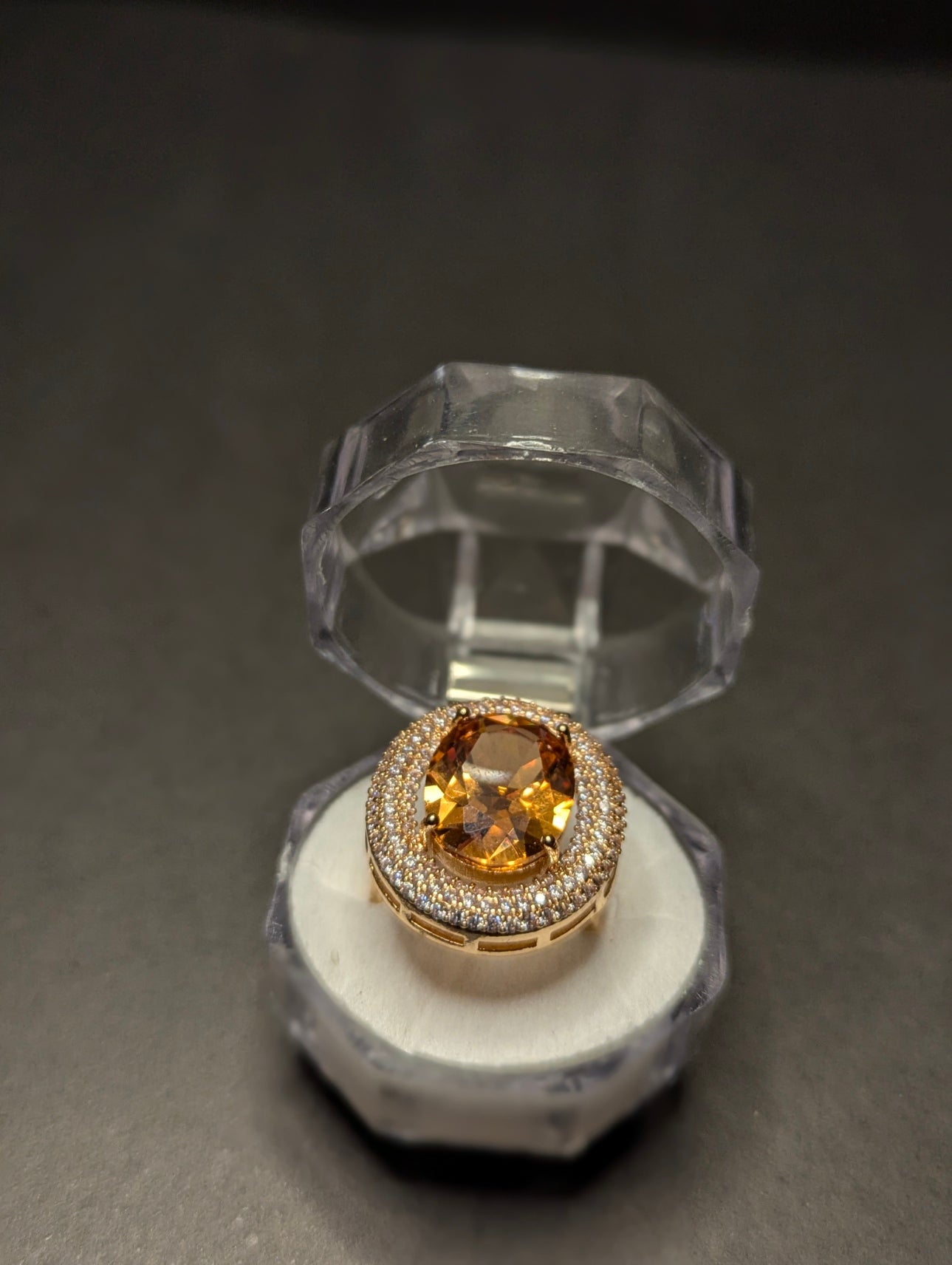 Gold-Tone Oval Halo Rings