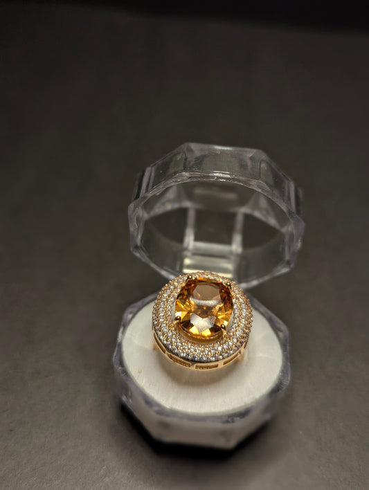 Gold-Tone Oval Halo Rings