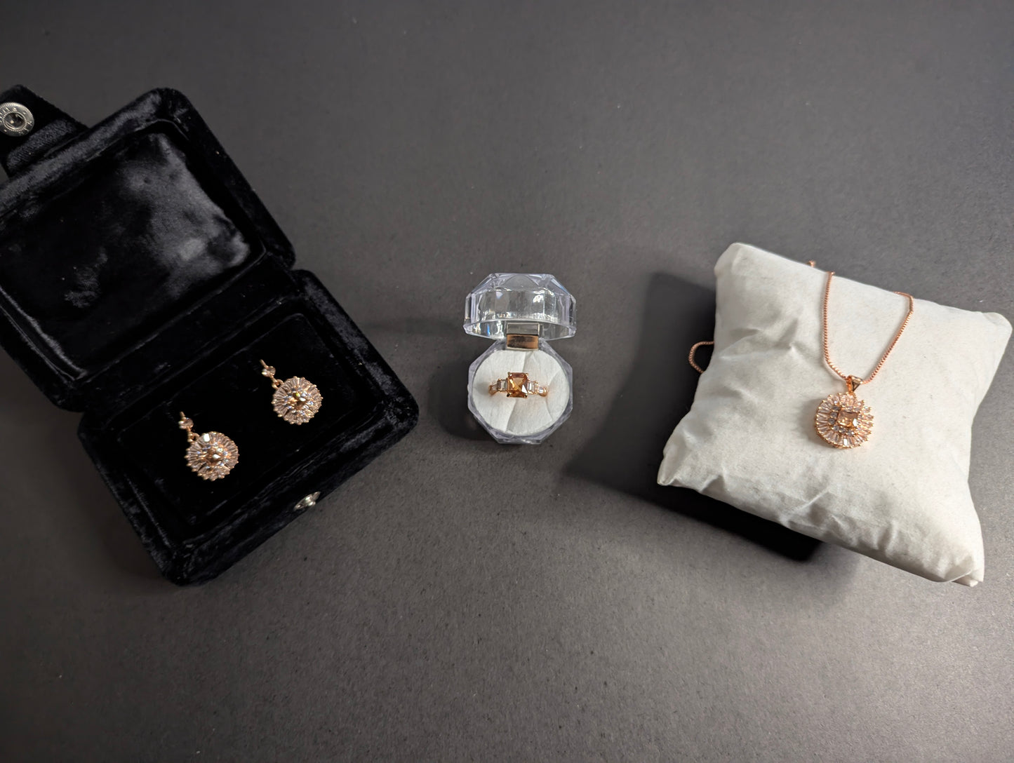 Gold Rectangle Jewelry Set (4-Piece)