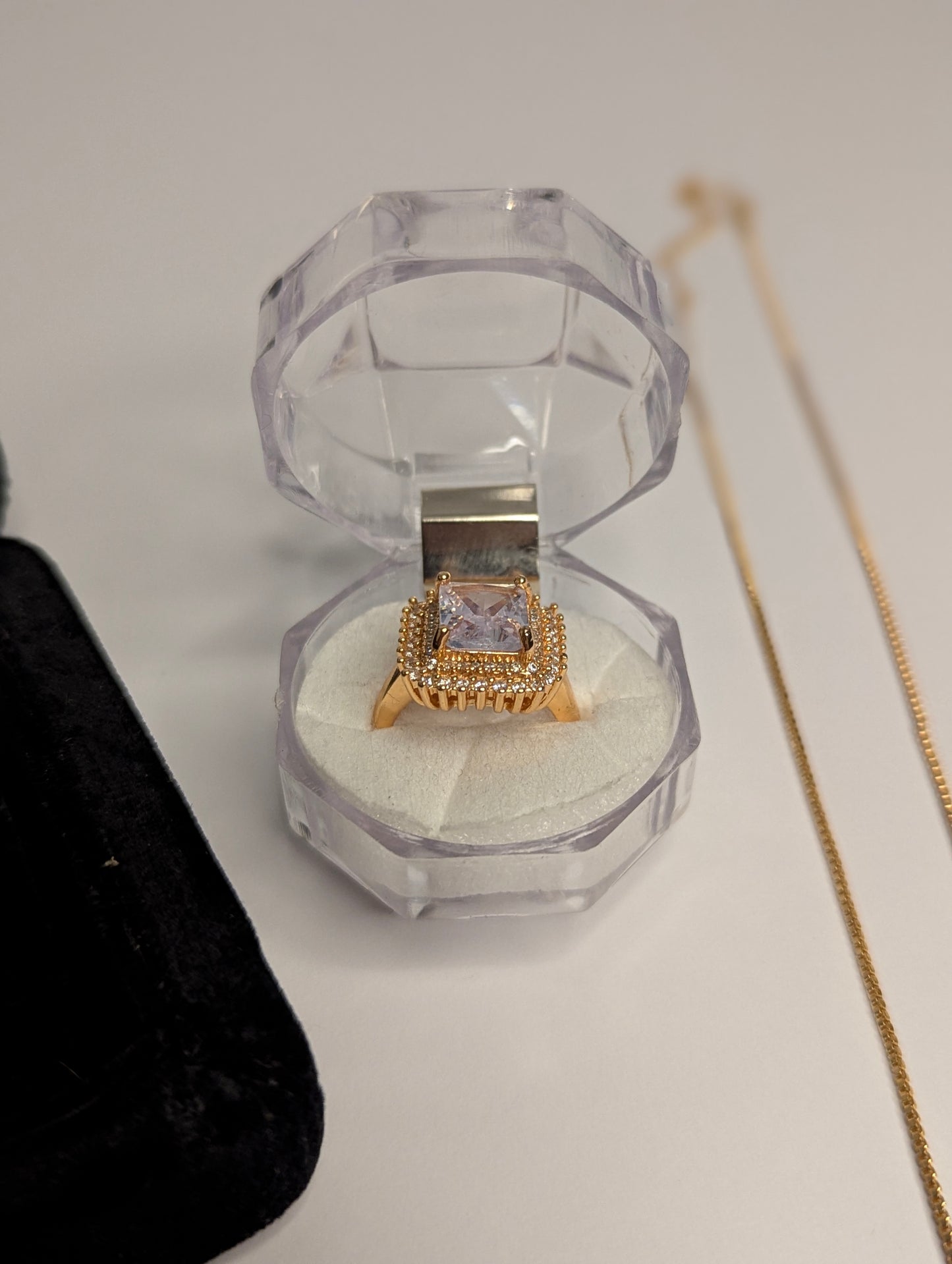 Gold Emerald-Cut Jewelry Set (4-Piece)